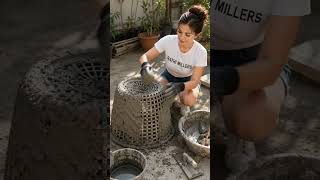 Cheap Laundry Basket Turned Into a Cement Planter! 🧺🌿