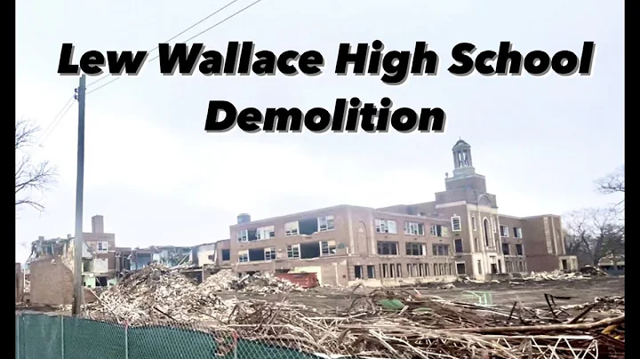 Abandoned Lew Wallace High School during demolition. Gary, Indiana 12/31/2021