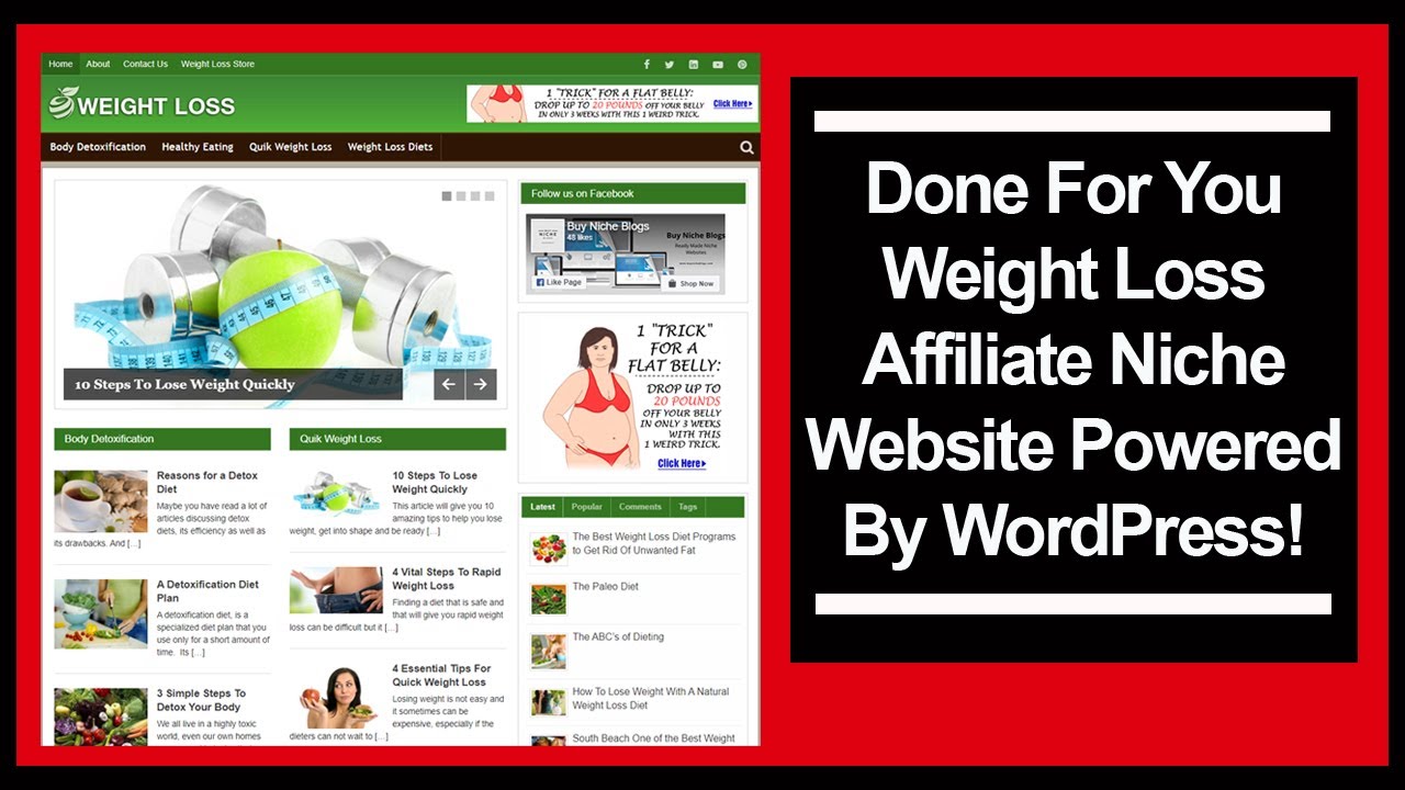 Done For You Weight Loss Affiliate Niche Website Powered By WordPress