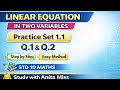 . Practice Set 1.1 – Linear Equation in Two Variables | Step by Step class10