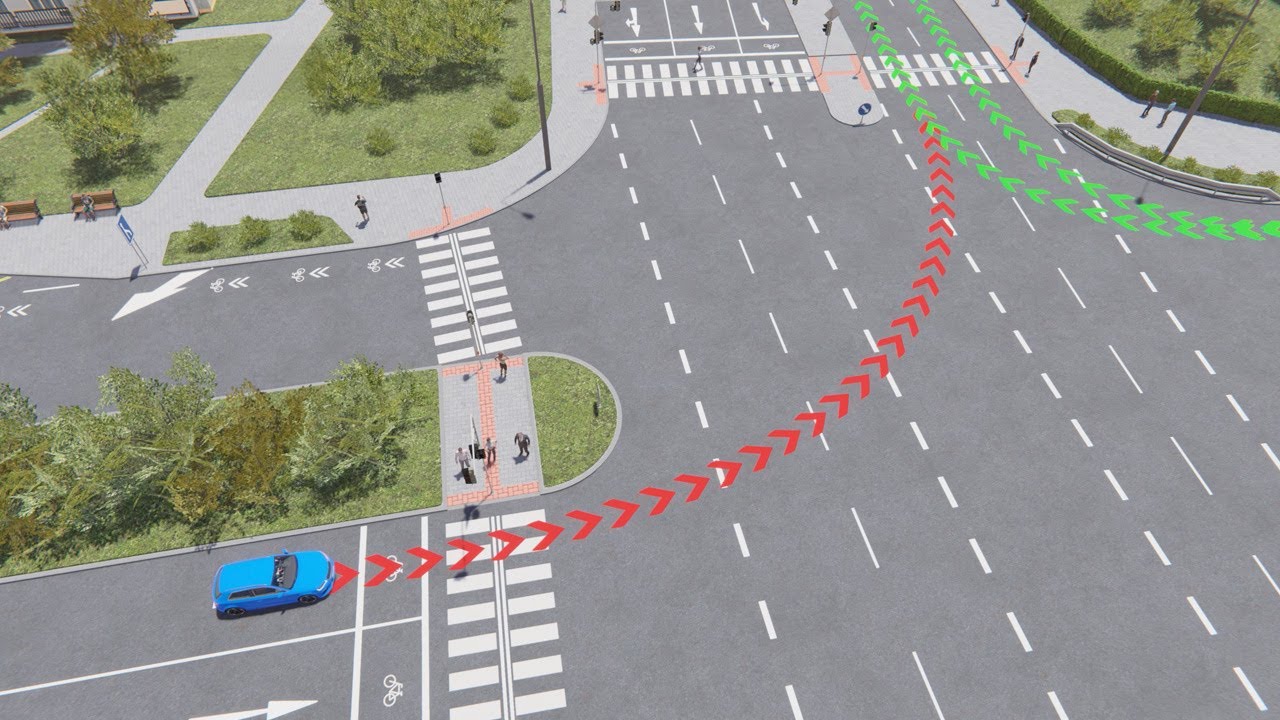 Křižovatka s více pruhy na výjezdu