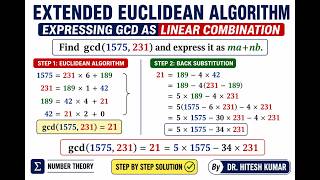 Extended Euclidean Algorithm Expressing GCD as Linear Combination Dr Hitesh Kumar