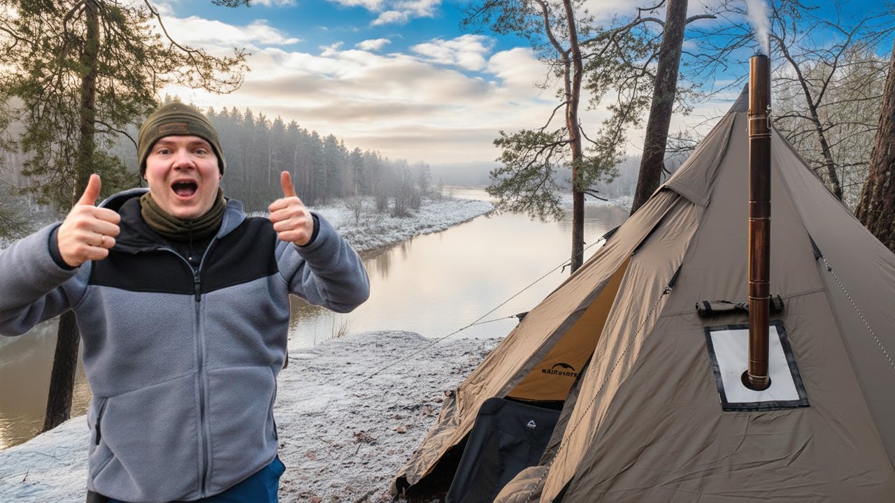 Stovyklauju Žiemą Prie Gražiausios Latvijos Upės