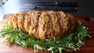 Hasselback turkey - sliced & stuffed roast breast recipe