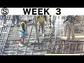 One-week construction time-lapse with closeups: Week 3 of the Ⓢ-series: rebar, trucks and concrete