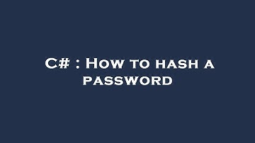 C# : How to hash a password