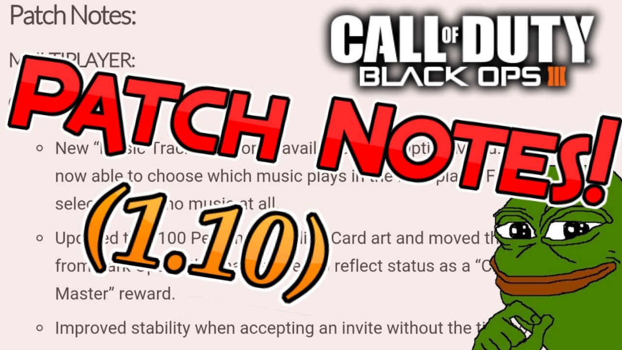 NEW BO3 UPDATE! 1.10 Patch Notes Black Ops 3! (Music Tracks Added, Glitches Patched, & More!)