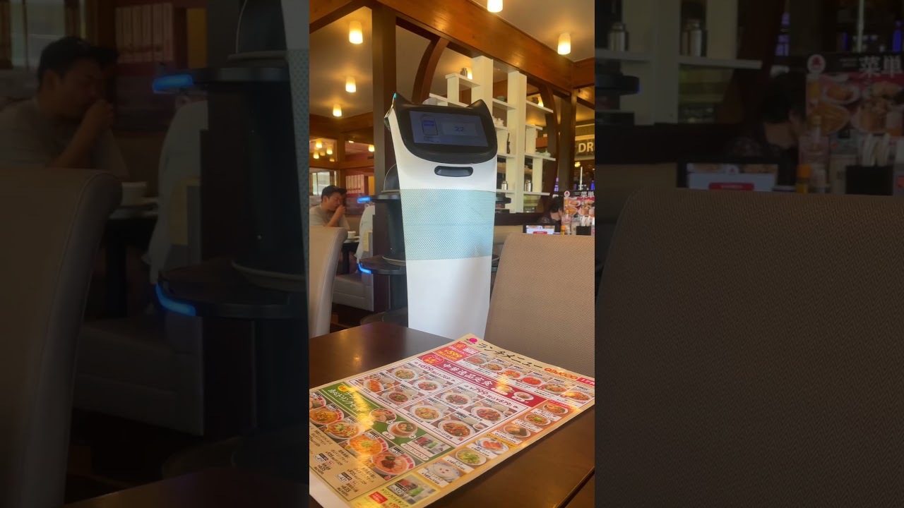 Cat Robot Waiter serving in a Tokyo Restaurant 