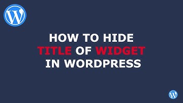How to Hide Title of Widget in Wordpress | Widget Title