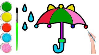 Umbrella Drawing step by step for Kids | How To Draw Easy Umbrella Coloring and painting