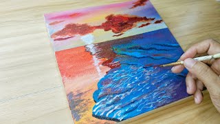 Sunset Beach Painting / Acrylic Painting for Beginners