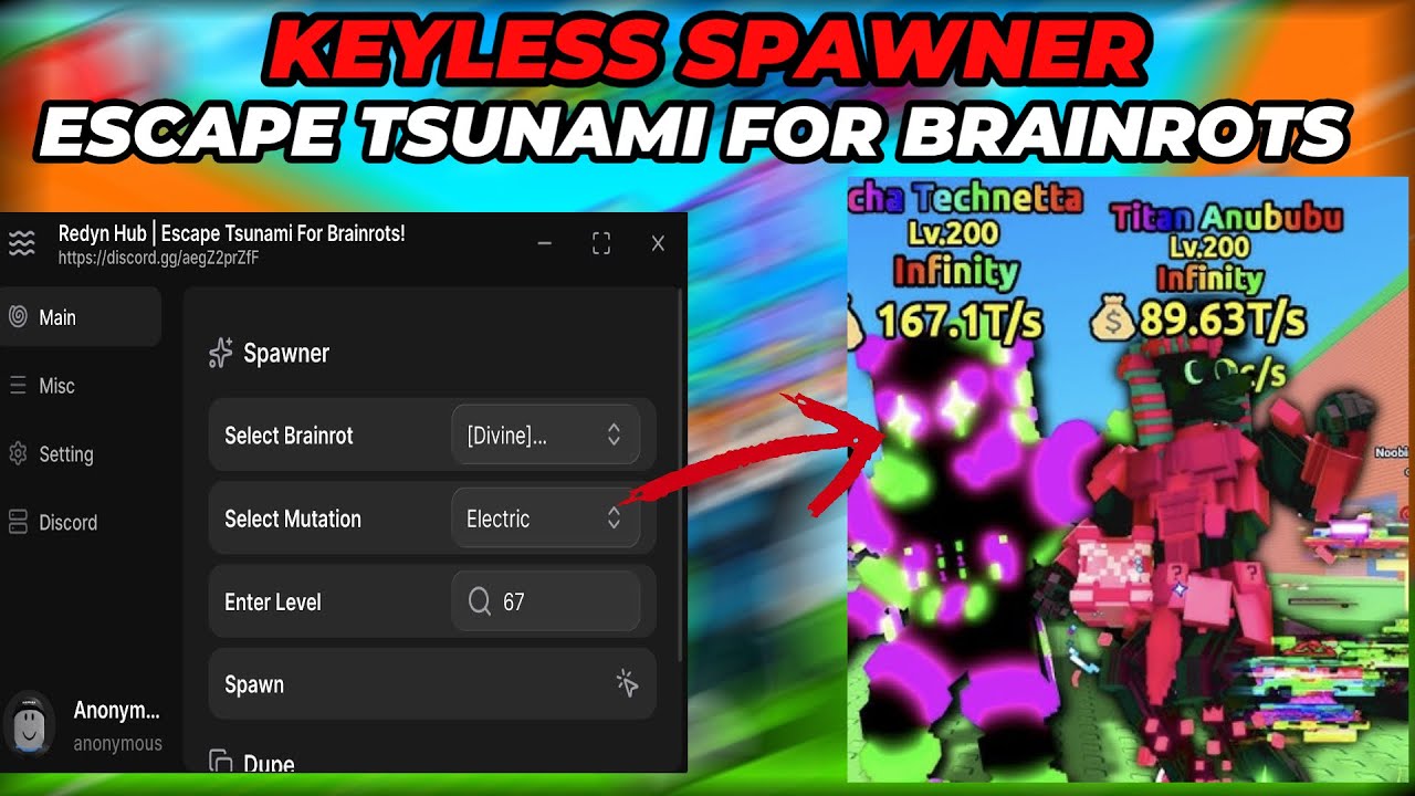[UPDATED]Redyn Hub ESCAPE TSUNAMI Brainrots Spawner Script (keyless ...