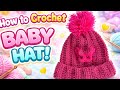 Crochet Baby Hat with Pom Pom | Easy Beginner Tutorial 🧶 @yscrochet 