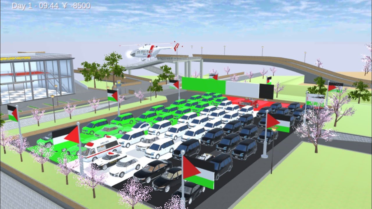Sakura car collection on Palestine🇵🇸  flag 🚕🚗🚙// Sakura School Simulator