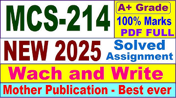 MCS 214 solved assignment 2025 / mcs 214 solved assignment 2025 in English / mca new mcs 214