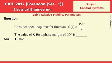 GATE 2017 Solution, Set 1, Electrical Engg. | Control System
