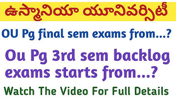Ou pg final sem exam date 2020 | Ou pg 3rd sem backlog exams 2020 | PG exams 2020 latest news