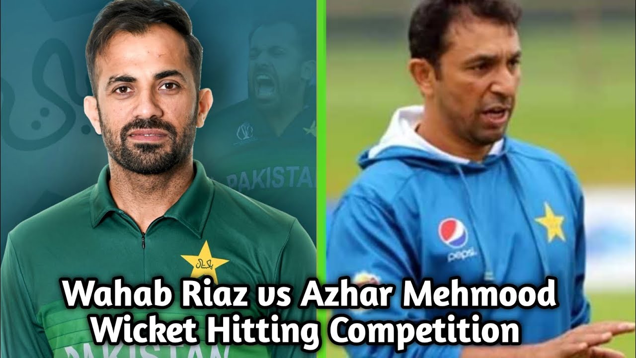 Azhar Riaz Wahab Riaz vs Azhar Mehmood Wicket Hitting Competition in Net practice ...