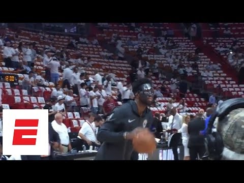 Joel Embiid warms up with mask on before Game 3 of Philadelphia 76ers-Miami Heat | ESPN