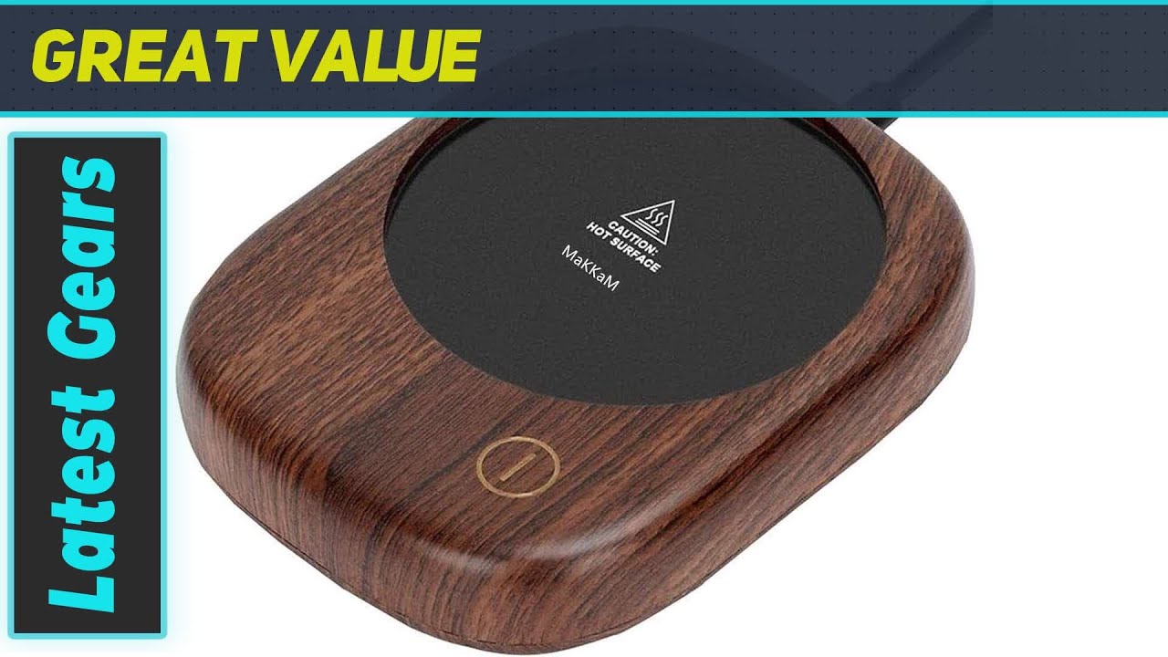 Wood Grain Coffee Cup Warmer with Touch Screen Switch - The Perfect Desk Companion!