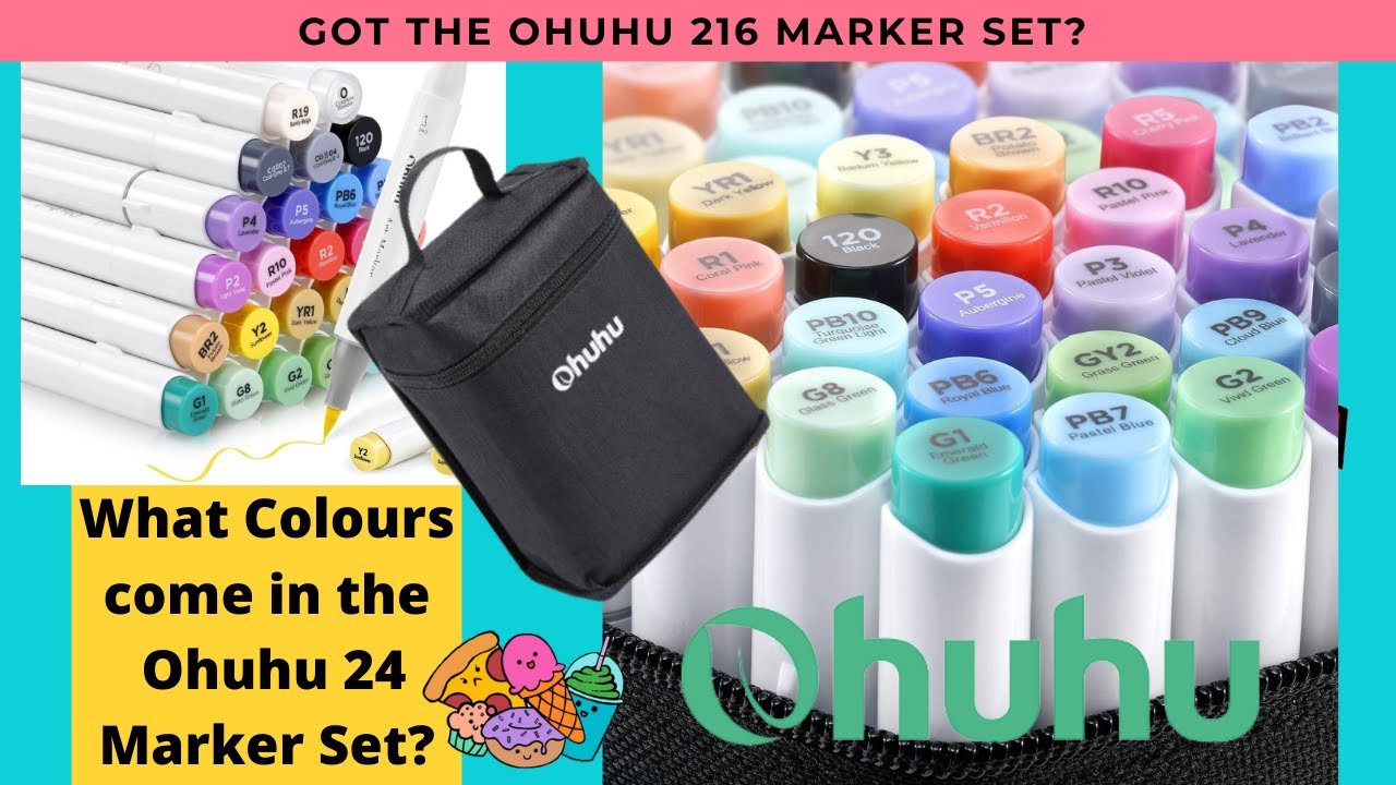 Ohuhu Honolulu 24 Set Swatch - Brush Markers 