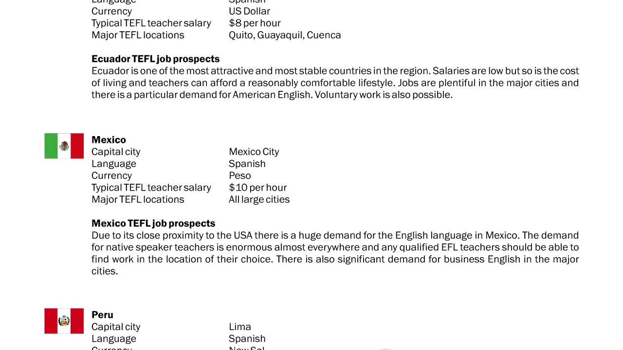 TEFL/TESOL Guide - Ecuador, Mexico & Peru | International TEFL and TESOL  Training (ITTT) - YouTube