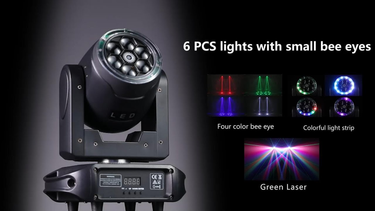 2 Eye Razorlight DJ Lights Six Bee Eye Sharp Sword Beam Moving Head Light with green ...