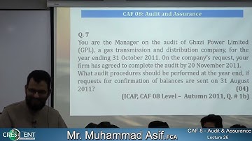 CAF 8 AUDIT SIR ASIF lecture 26 Autumn 2022