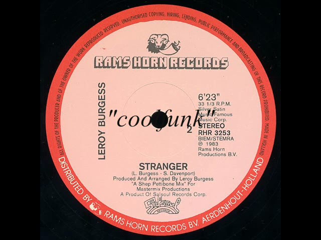 Leroy Burgess - Stranger (12 inch 1983) - YouTube