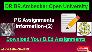 PG ASSIGNMENTS INFORMATION - 2 // MA/MSc/BEd COURSES // DR.B.R.AMBEDKAR OPEN UNIVERSITY - HYDERABAD