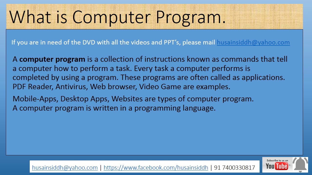 What is computer program part 1 YouTube