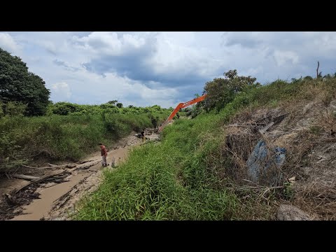 Cari ikan sungai dapat banyak pakai alat berat HITACHI excavator super long arm part 2