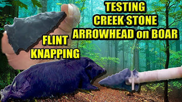 Flint Knapping NY CREEK CHERT (how to make an arrowhead) ATLATL test on HOG
