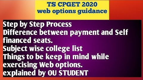 TS CPGET web options process. subject wise college list payment and Regular seats