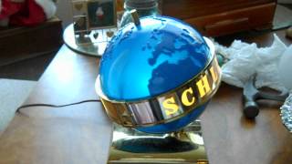 SCHLITZ BEER SIGN LIGHTED BELT GLOBE 56' BAR DISPLAY LIGHT SPINNING MOTION w BOX