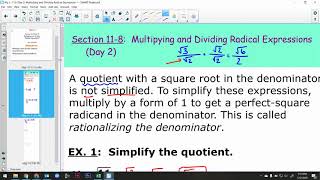 Algebra 1: Section 11-8 Day 2
