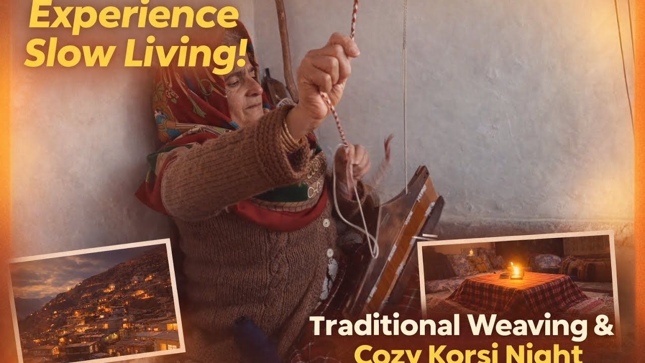 Slow Living in an Iranian Mountain Village | Traditional Weaving & Cozy Korsi Night