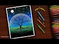 Amazing Flower Tree | Challenge #01 | Drawing for Beginners with Wax Crayons | step by step #137
