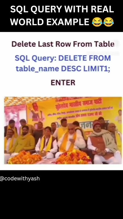 SQL QUERY Example in Real life 😂😂#codewithyash #memes #coder # ...