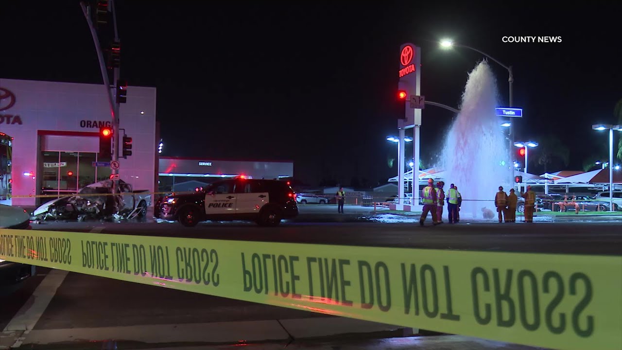 Driver Killed After Truck Crashes Into Fire Hydrant & Pole | Orange, CA ...