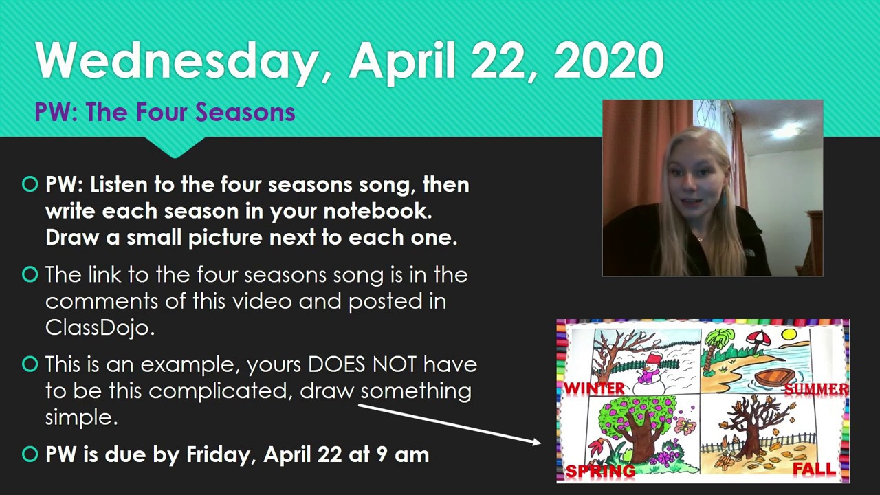Wednesday April 22 EC Science (The Four Seasons) - YouTube