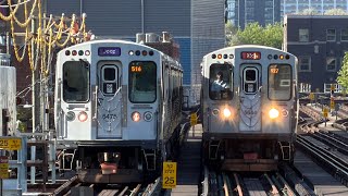 CTA Blue, Red, and Purple line train action in Chicago Illinois!