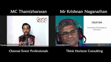 Virtual Event Emcee Thamizharasan RK interviewing Mr Krishnan Naganathan, an Innovation Consultant