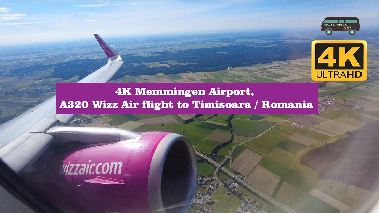 4K Memmingen Airport, A320 Wizz Air flight to Timisoara / Romania #X