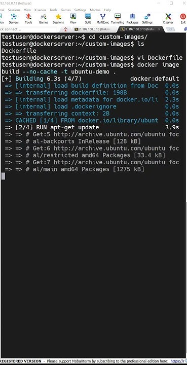 Different RUN commands in the Dockerfile and build the custome image ...