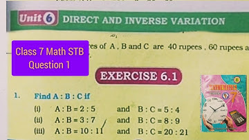 Unit 6 Direct and inverse variation | Ex 6  Question 1 Find A:B:C if. #Class7MathSTB