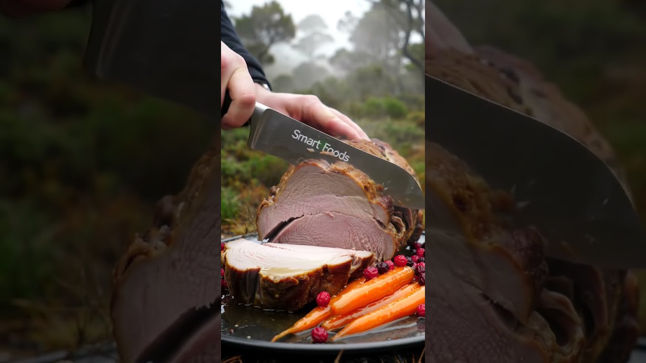 🐪 Tasmanian Wilderness Roast 🌲🍯 | Camel Roast with Honey Carrots & Berries | Smart Foods Knife ✨