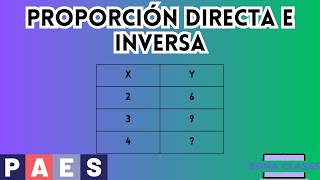 Direct and Inverse Proportion Exercises - Pathway to the PAES 11