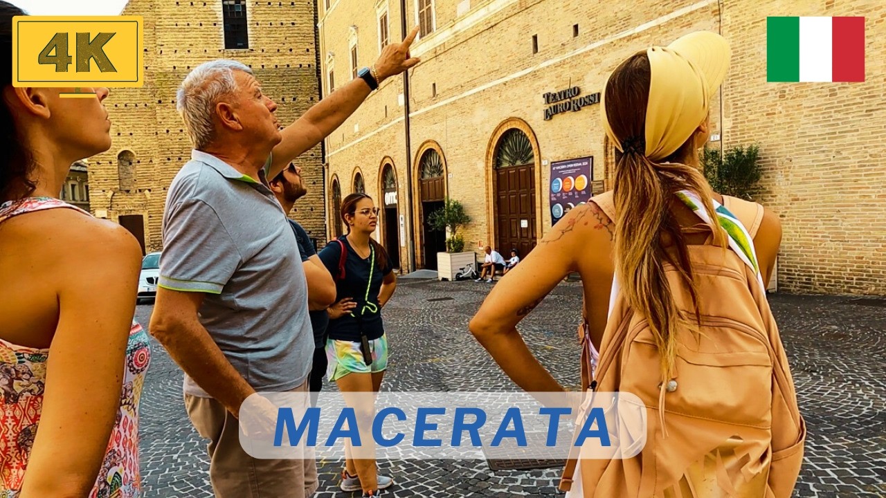 Macerata, walking tour 4k italy, real city life, must too see in Marche region, center Italy town