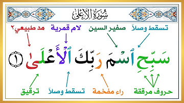 تعلم كيف تقرأ سورة الأعلى بأحكام التجويد من الآية ( ١ : ٦ ) اتعلم أحكام التجويد بسهولة